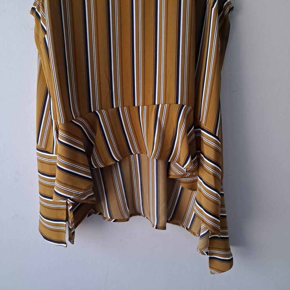 Eloquii Top Striped Sleeveless Asymmetrical Hi Lo Tank Blouse Gold Black Size 22 - Picture 6 of 11